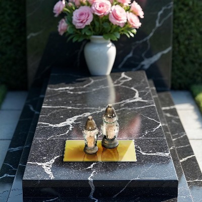 Piastra in vetro per candele tombali di colore giallo