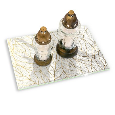 Piastra in vetro per candele tombali con motivo a foglie stilizzato