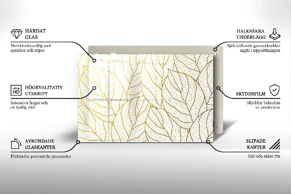 Piastra in vetro per candele tombali con motivo a foglie stilizzato