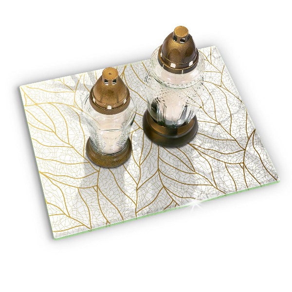 Piastra in vetro per candele tombali con motivo a foglie stilizzato