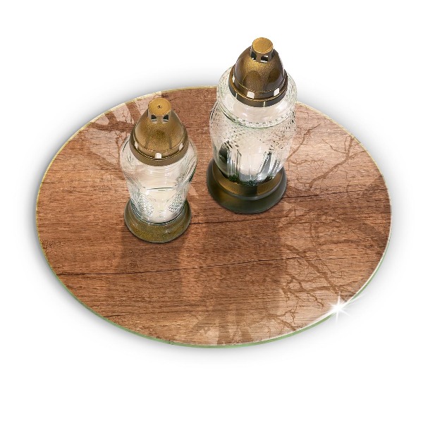 Piatto in vetro per candele con trama effetto legno