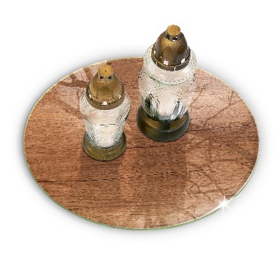 Piatto in vetro per candele con trama effetto legno