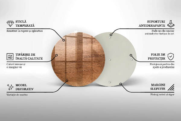 Piatto in vetro per candele con trama effetto legno