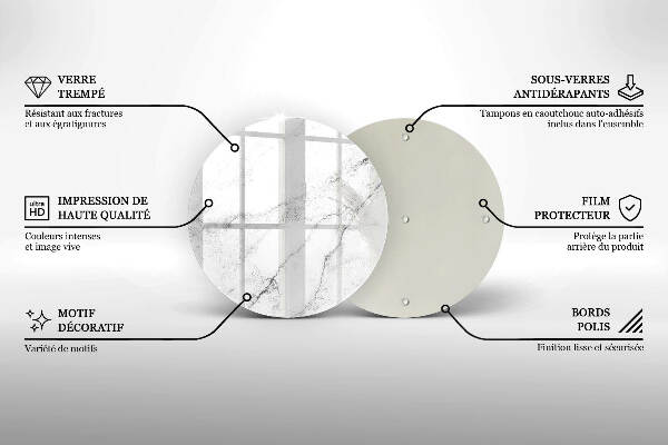 Sottobicchiere in vetro per candele tombali con elegante texture effetto marmo