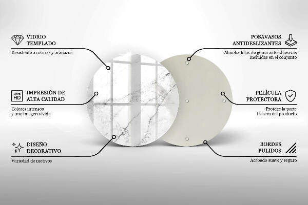 Sottobicchiere in vetro per candele tombali con elegante texture effetto marmo