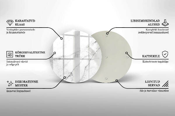 Sottobicchiere in vetro per candele tombali con elegante texture effetto marmo