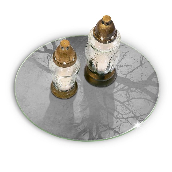 Piatto in vetro per candele con motivo effetto cemento