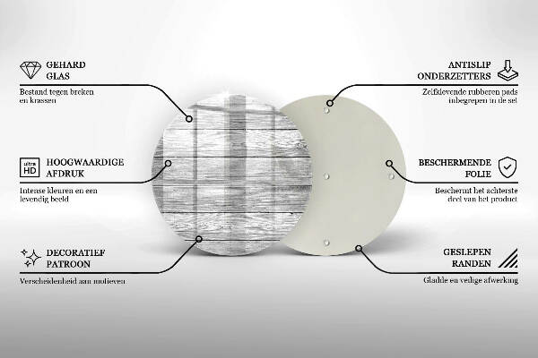 Sottobicchiere in vetro per candele tombali con stampa a motivo di vecchie assi di legno