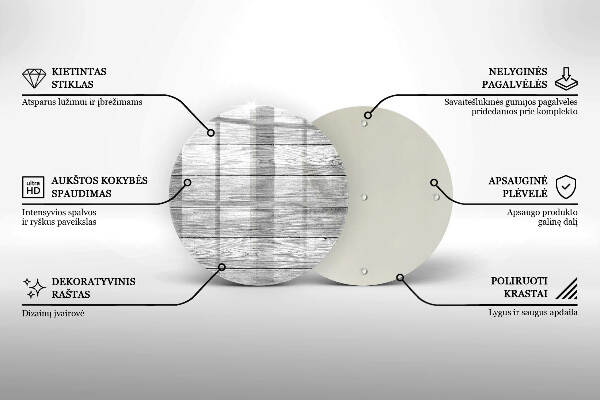 Sottobicchiere in vetro per candele tombali con stampa a motivo di vecchie assi di legno