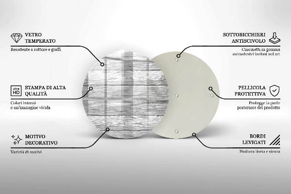 Sottobicchiere in vetro per candele tombali con stampa a motivo di vecchie assi di legno