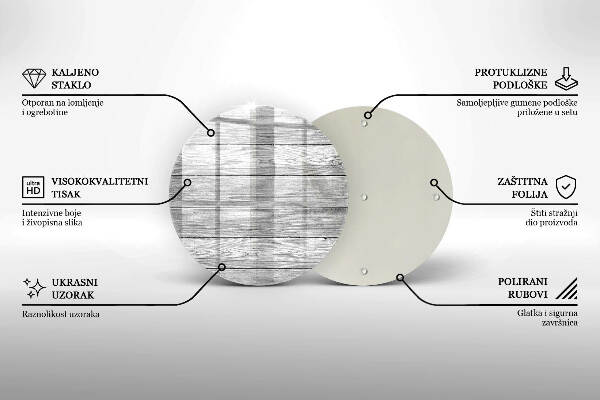 Sottobicchiere in vetro per candele tombali con stampa a motivo di vecchie assi di legno