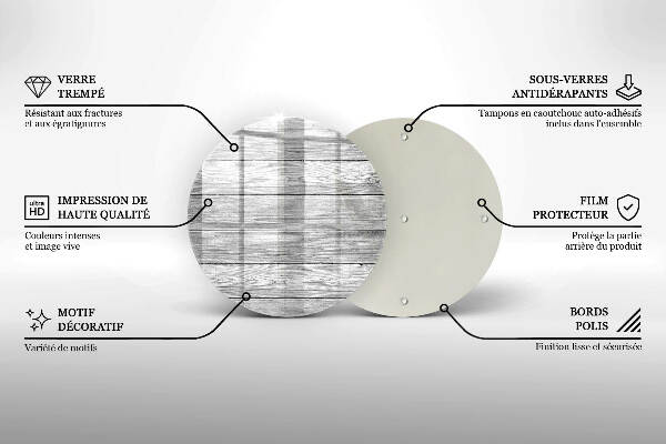 Sottobicchiere in vetro per candele tombali con stampa a motivo di vecchie assi di legno