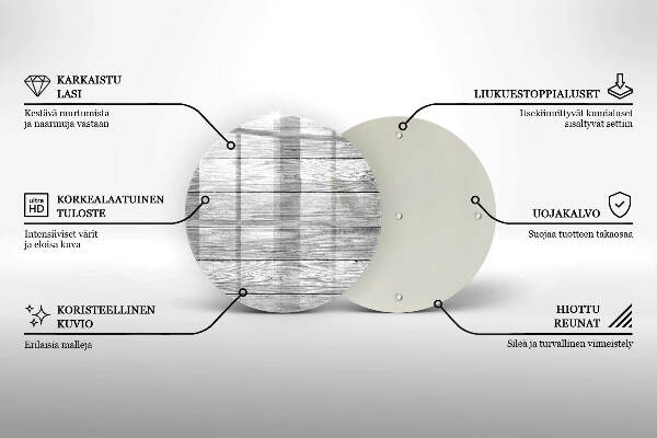Sottobicchiere in vetro per candele tombali con stampa a motivo di vecchie assi di legno