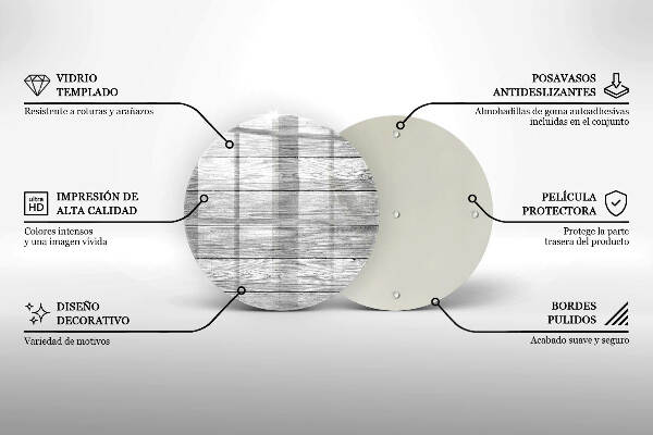 Sottobicchiere in vetro per candele tombali con stampa a motivo di vecchie assi di legno