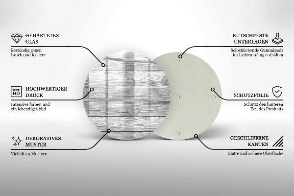Sottobicchiere in vetro per candele tombali con stampa a motivo di vecchie assi di legno