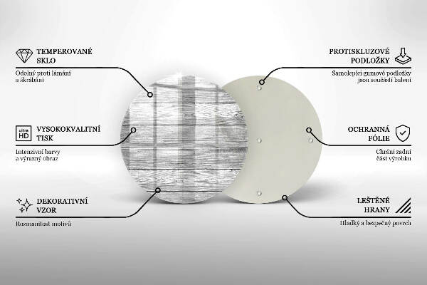 Sottobicchiere in vetro per candele tombali con stampa a motivo di vecchie assi di legno