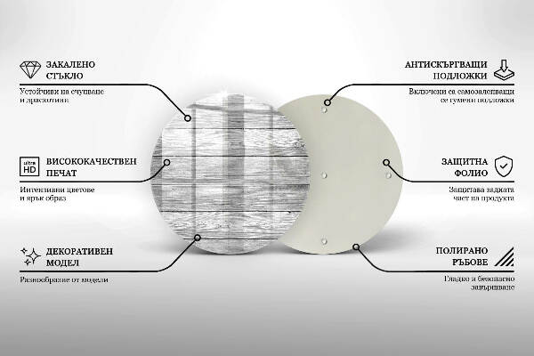 Sottobicchiere in vetro per candele tombali con stampa a motivo di vecchie assi di legno