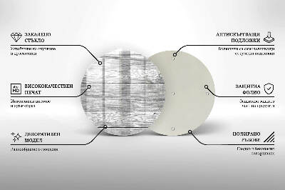 Sottobicchiere in vetro per candele tombali con stampa a motivo di vecchie assi di legno