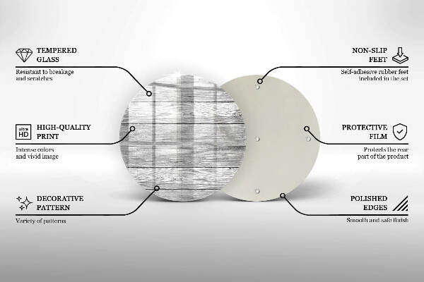 Sottobicchiere in vetro per candele tombali con stampa a motivo di vecchie assi di legno