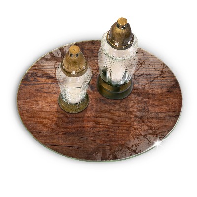 Piatto in vetro per candele con piano in legno scuro