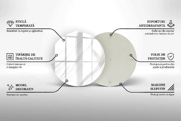 Sottobicchiere in vetro per candele tombali con finitura effetto marmo delicato