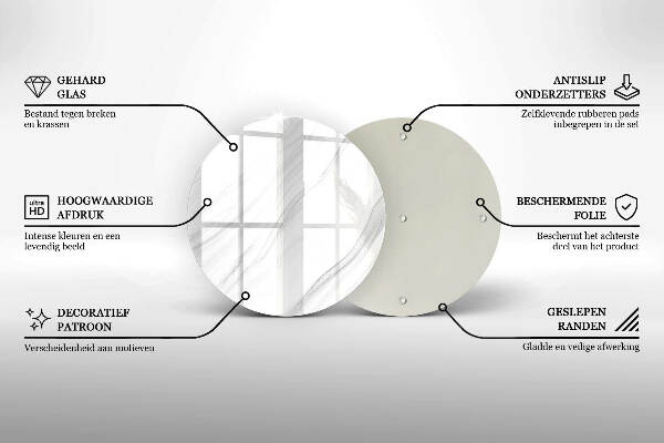 Sottobicchiere in vetro per candele tombali con finitura effetto marmo delicato