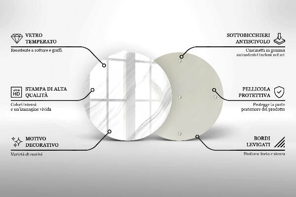 Sottobicchiere in vetro per candele tombali con finitura effetto marmo delicato