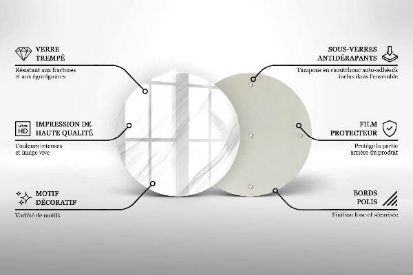 Sottobicchiere in vetro per candele tombali con finitura effetto marmo delicato