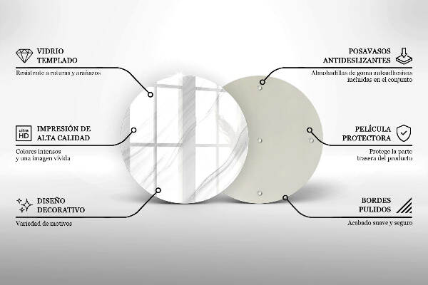 Sottobicchiere in vetro per candele tombali con finitura effetto marmo delicato