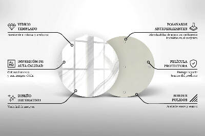 Sottobicchiere in vetro per candele tombali con finitura effetto marmo delicato