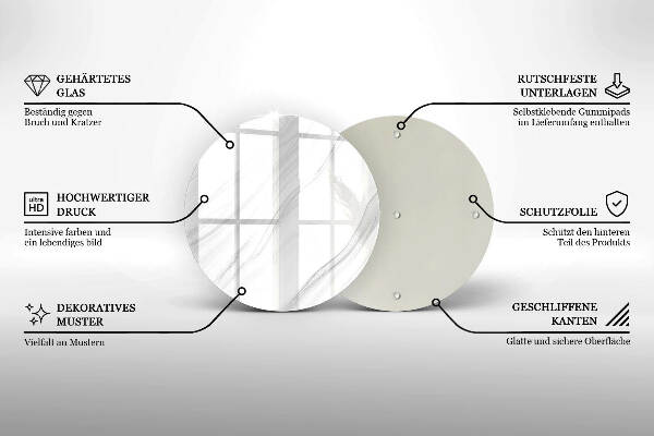 Sottobicchiere in vetro per candele tombali con finitura effetto marmo delicato