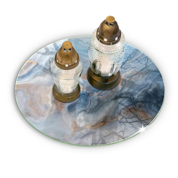 Piatto in vetro per candele con texture effetto marmo