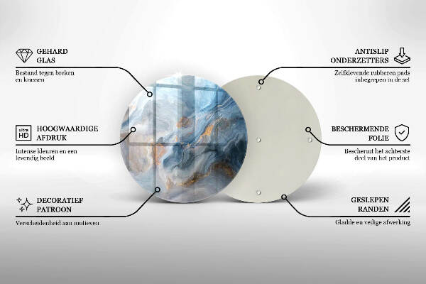 Piatto in vetro per candele con texture effetto marmo