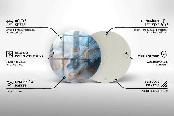 Piatto in vetro per candele con texture effetto marmo