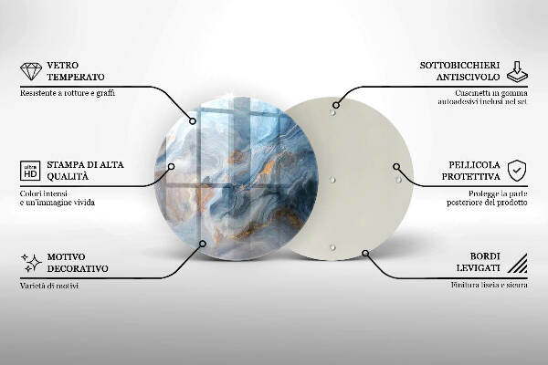 Piatto in vetro per candele con texture effetto marmo