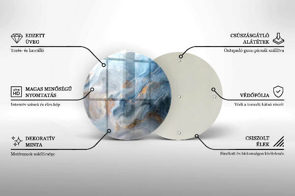 Piatto in vetro per candele con texture effetto marmo