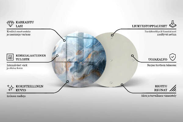 Piatto in vetro per candele con texture effetto marmo