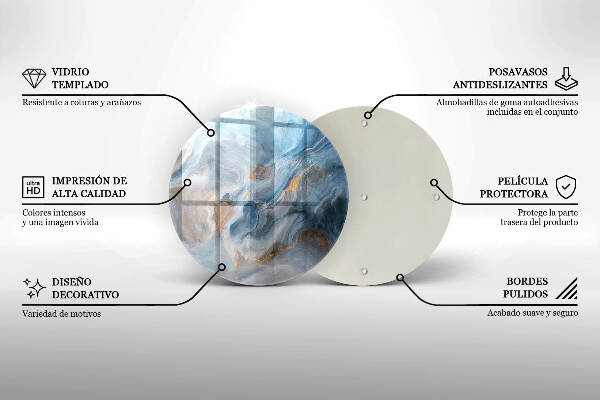 Piatto in vetro per candele con texture effetto marmo