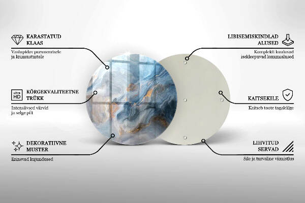 Piatto in vetro per candele con texture effetto marmo