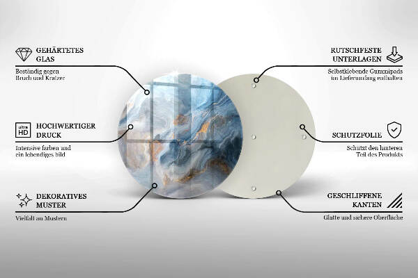 Piatto in vetro per candele con texture effetto marmo