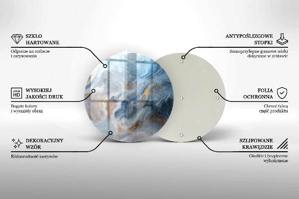 Piatto in vetro per candele con texture effetto marmo