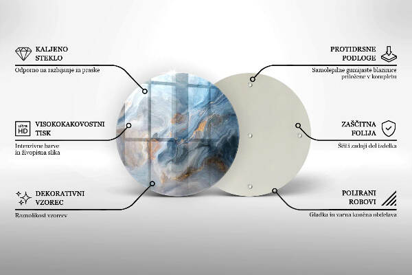 Piatto in vetro per candele con texture effetto marmo