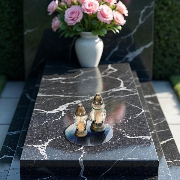 Sottobicchiere in vetro per candele tombali con motivo a sfondo astratto