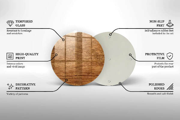 Sottobicchiere in vetro per candele tombali con texture a pannello in finitura legno
