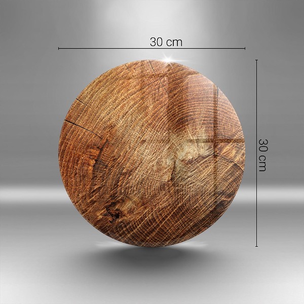 Piatto in vetro per candele con motivo ad anelli degli alberi in finitura legno