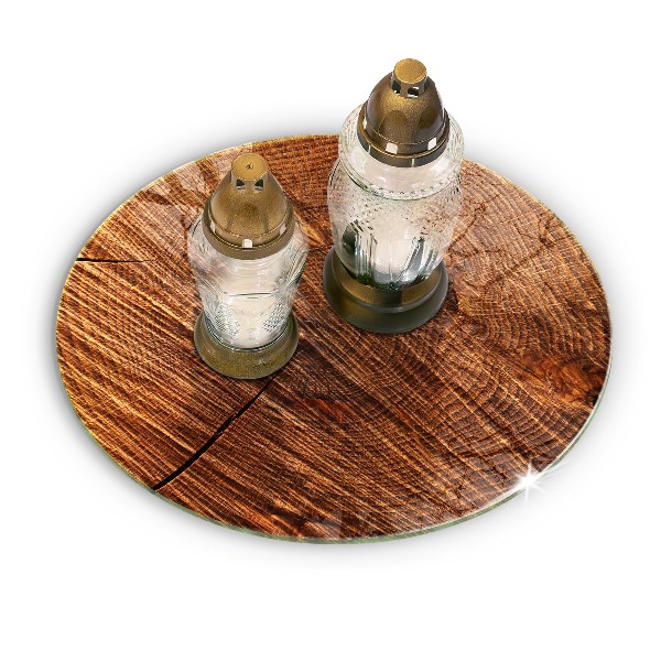 Sottobicchiere in vetro per candele tombali con struttura in legno