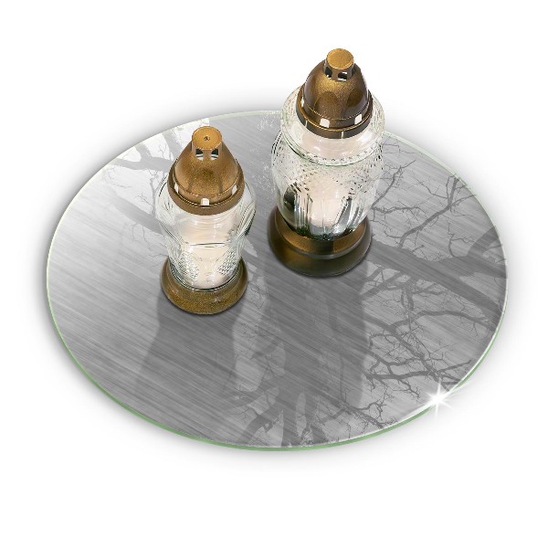 Piatto in vetro per candele con motivo a texture metallica come sfondo