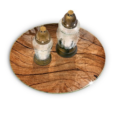 Piatto in vetro per candele con motivo a texture di assi di legno
