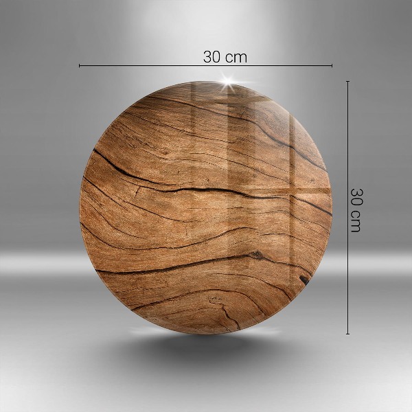 Piatto in vetro per candele con motivo a texture di assi di legno