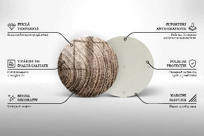 Piatto in vetro per candele con motivo ad anelli degli alberi in effetto legno